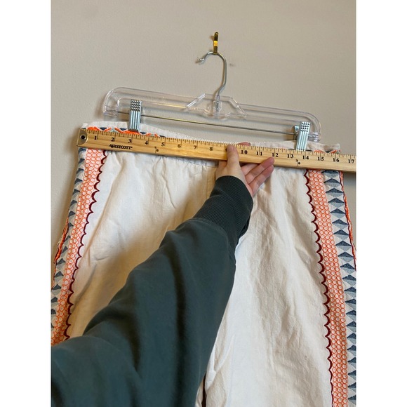 Anthropologie‎ Embroidered Cropped Pants Cream Boho Festival Size 12 - Picture 7 of 11